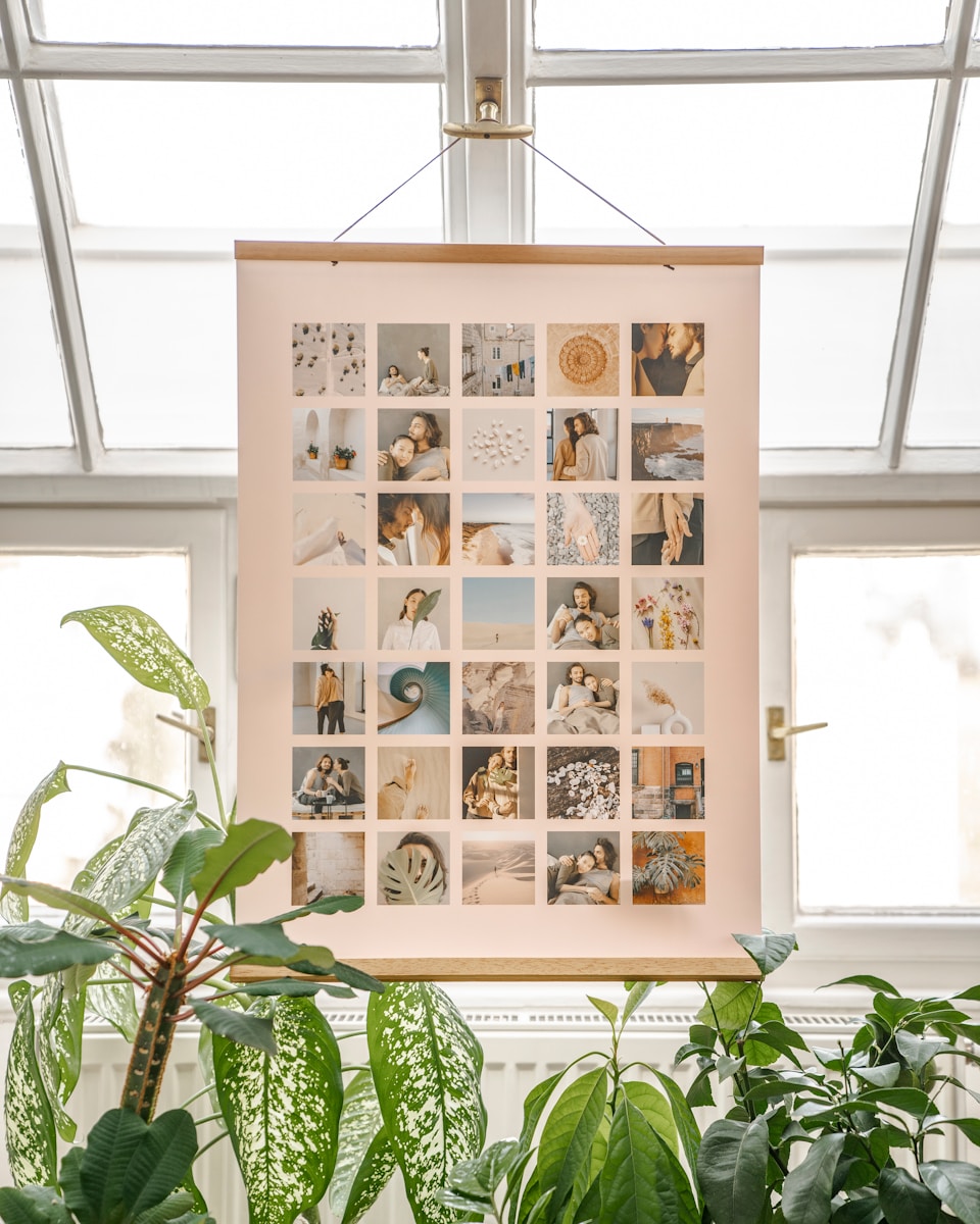 a picture hanging on a wall in a room