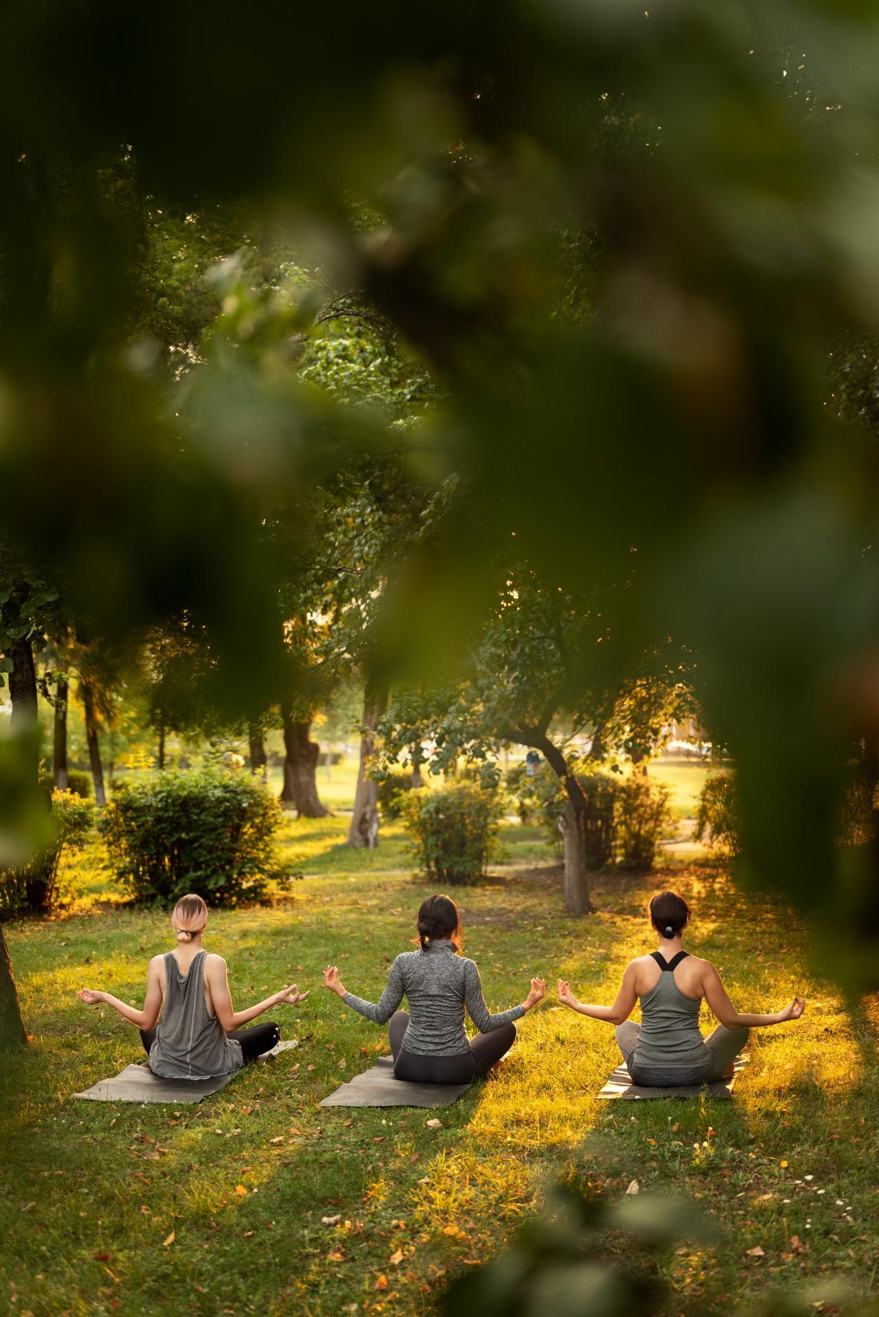 Grup de noies fent meditació